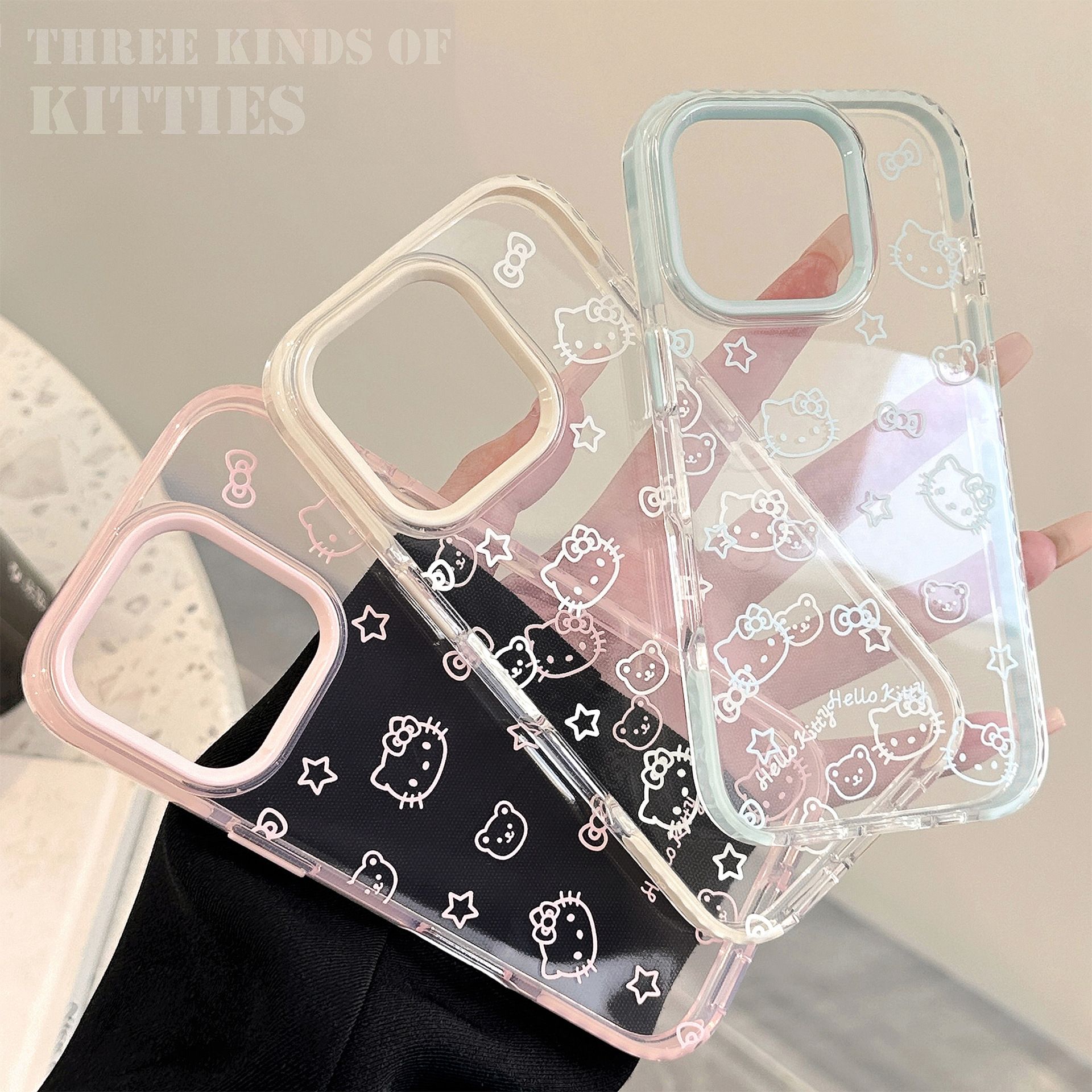 11 p.m.| 可愛滿版 線條凱蒂貓小熊 加厚防摔 iPhone手機殼（11-17）