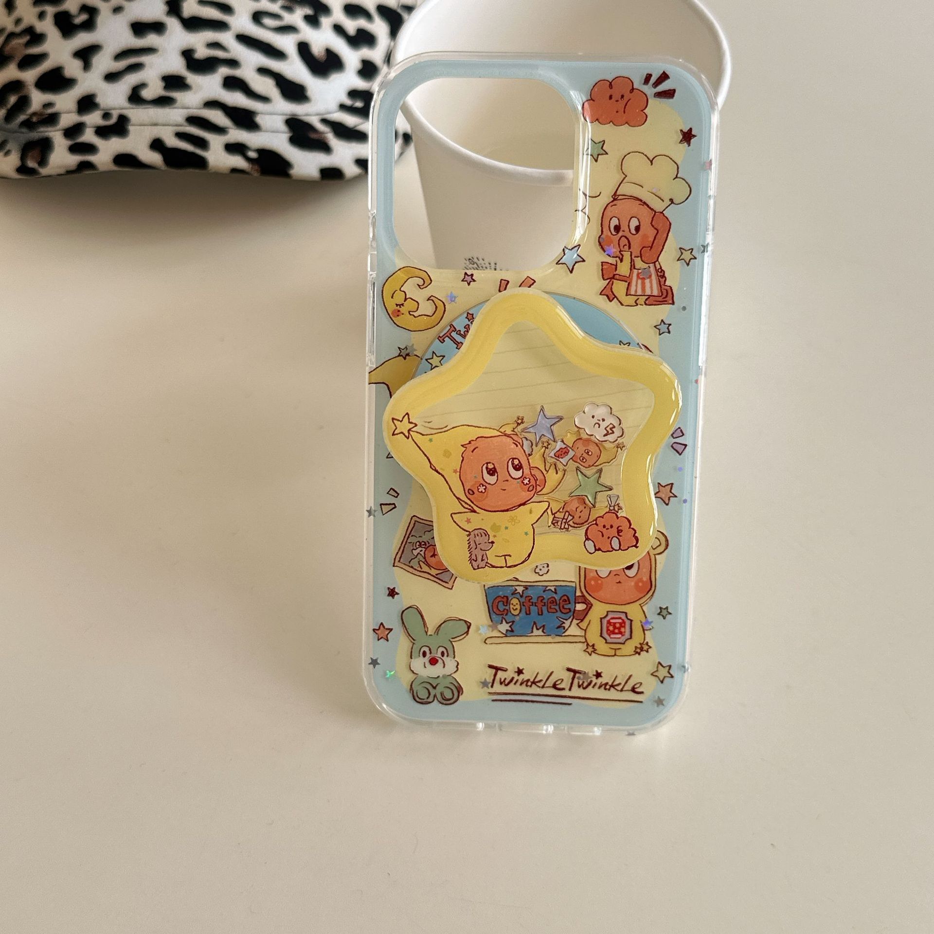 11 p.m.| 卡通質感 手繪藍邊星星人 搖搖磁吸支架 星星人搖搖支架 iPhone手機殼