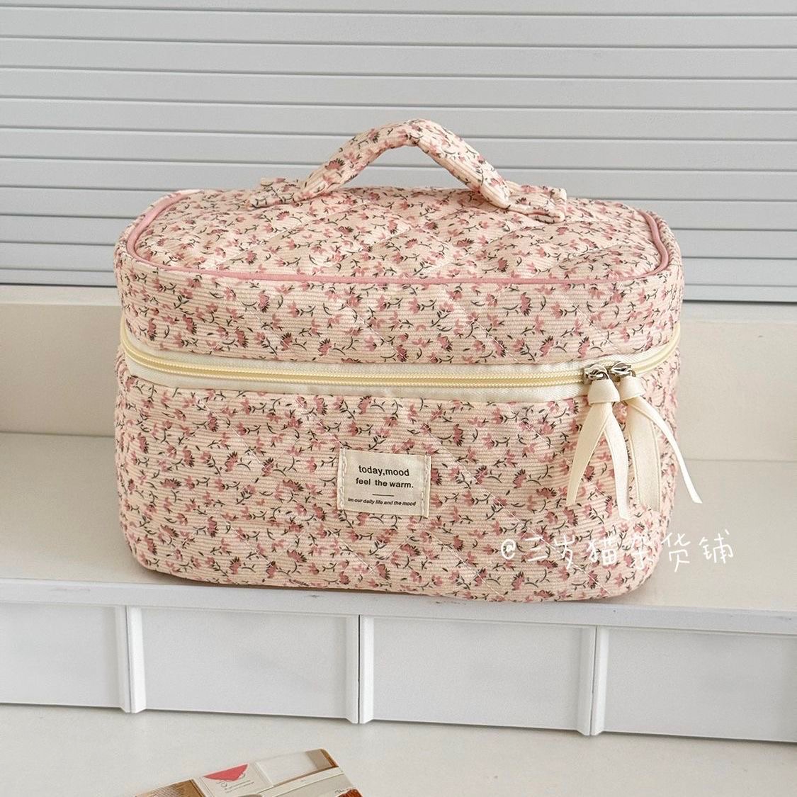 燈芯絨滿面碎花大容量收納三件套