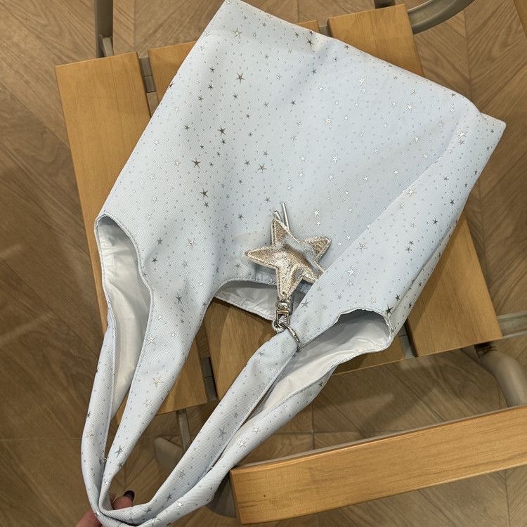 星星大容量帆布包附吊飾