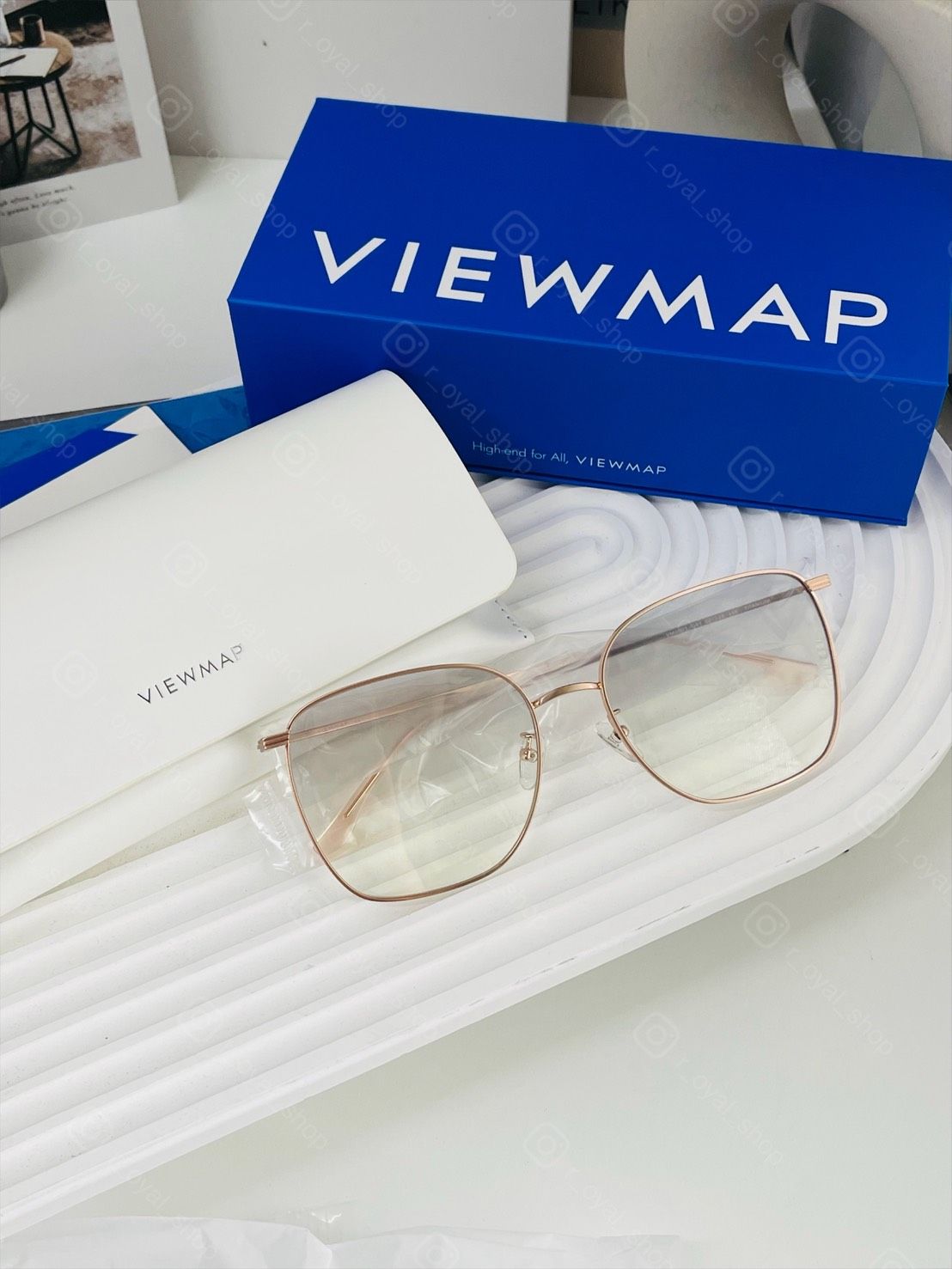 ＜台灣現貨＞🇰🇷 韓國連線🇰🇷 VIEWMAP BANG GRY 茶色漸層墨鏡 鈦金屬防紫外線方形太陽眼鏡