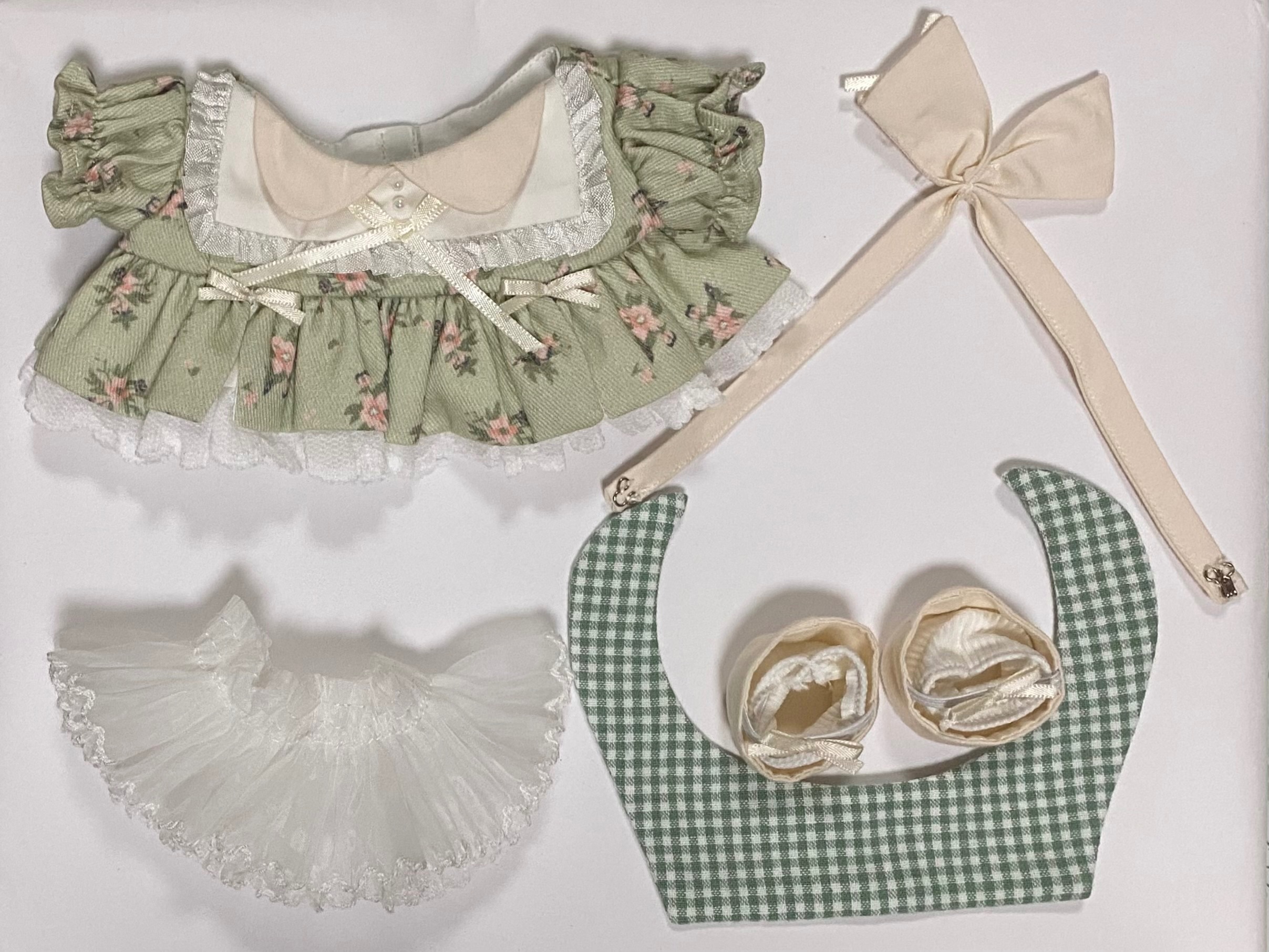 20cm 夢緞帶 綠碎花