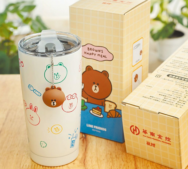 LINE FRIENDS不鏽鋼杯＋造型吊飾組（容量500ml，304不鏽鋼內膽）