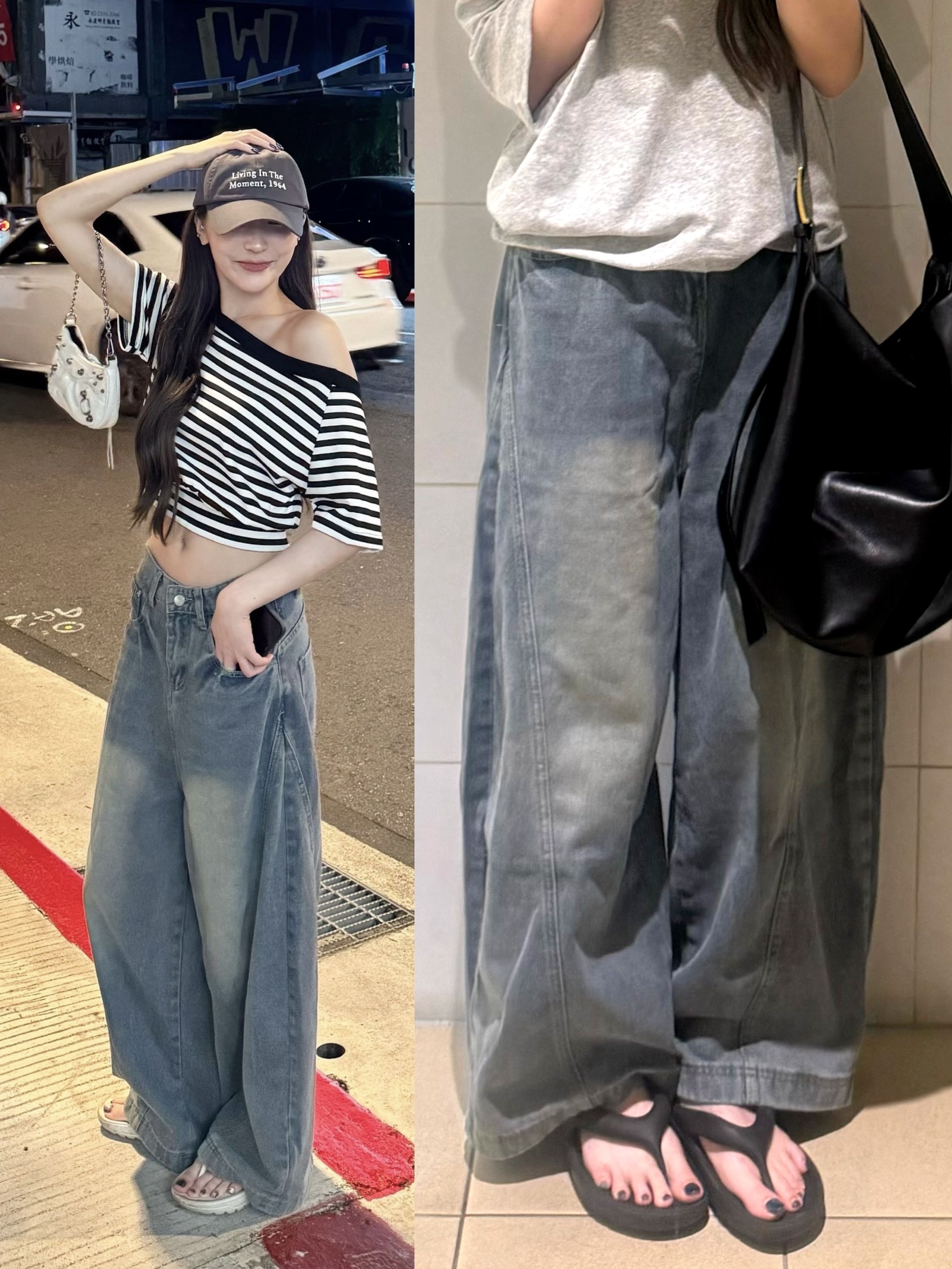 蕭伊激推牛仔寬褲
