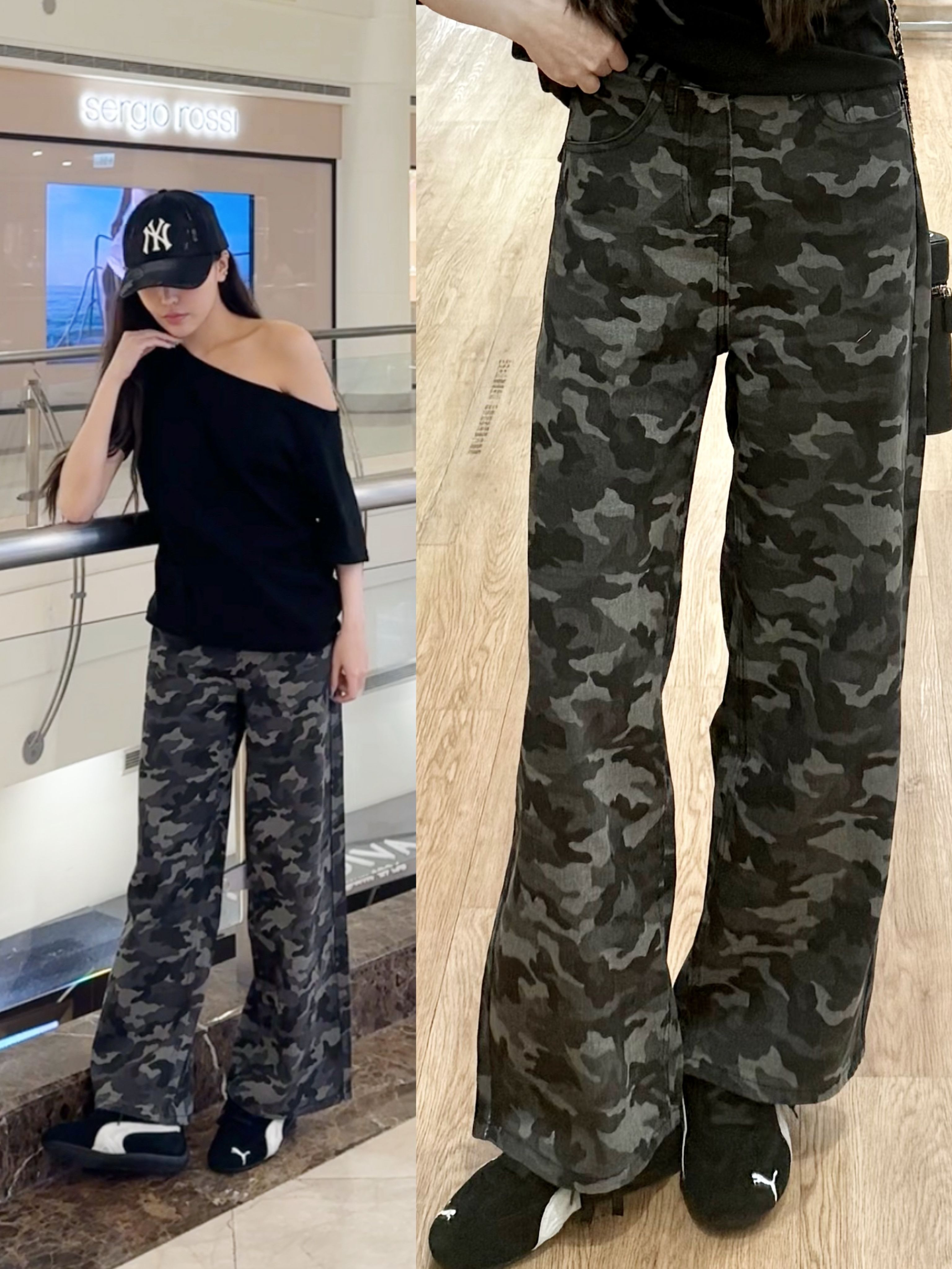 S-XL 超顯瘦迷彩落地褲