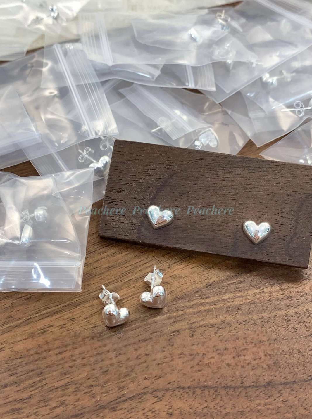 s925 簡約愛心耳釘