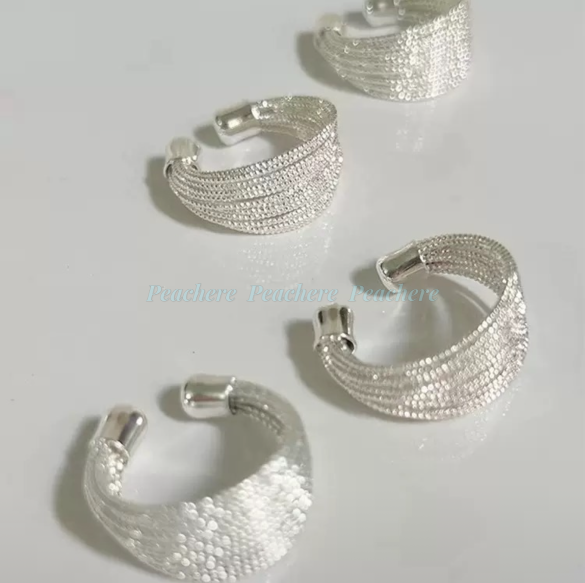 銀紋流光｜s925日常百搭拉線紋理開口戒