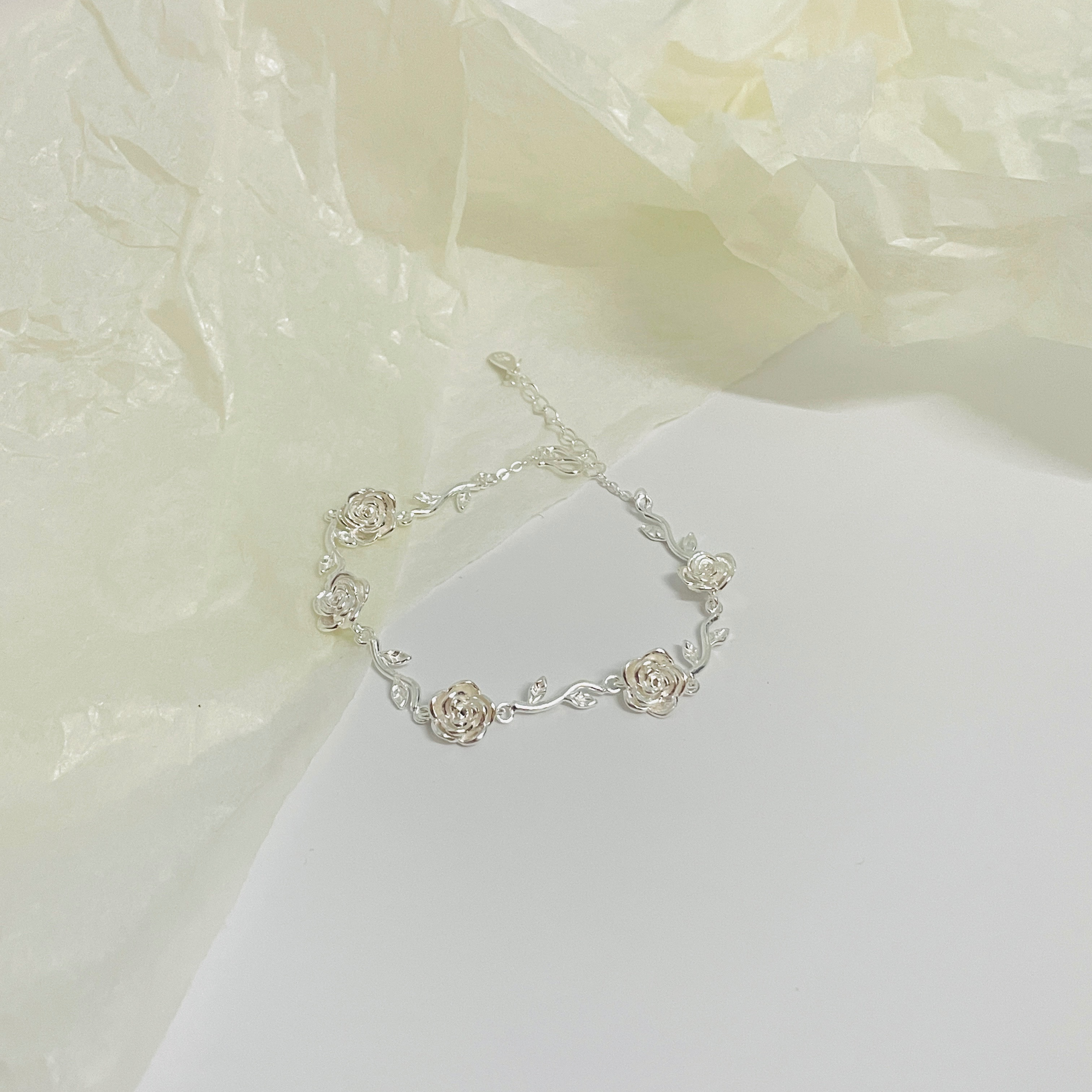 日常玫瑰｜足銀999 氣質氛圍玫瑰花藤手鍊