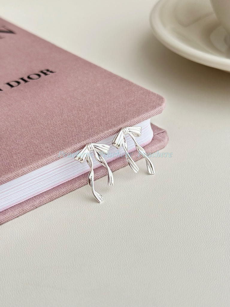 微風緞帶｜s925氣質百搭蝴蝶結緞帶感耳釘