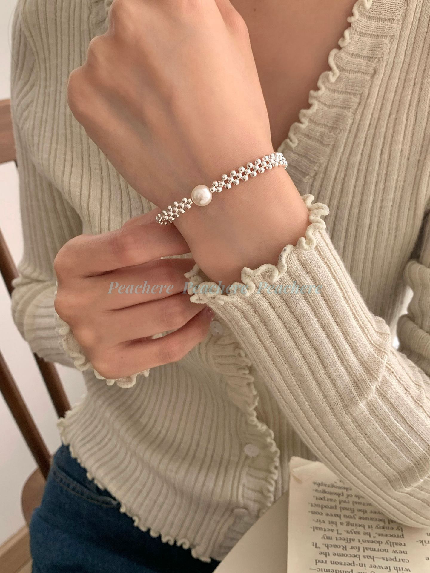 月珠輕漾｜s925韓系氣質雙層銀珠珍珠手鍊