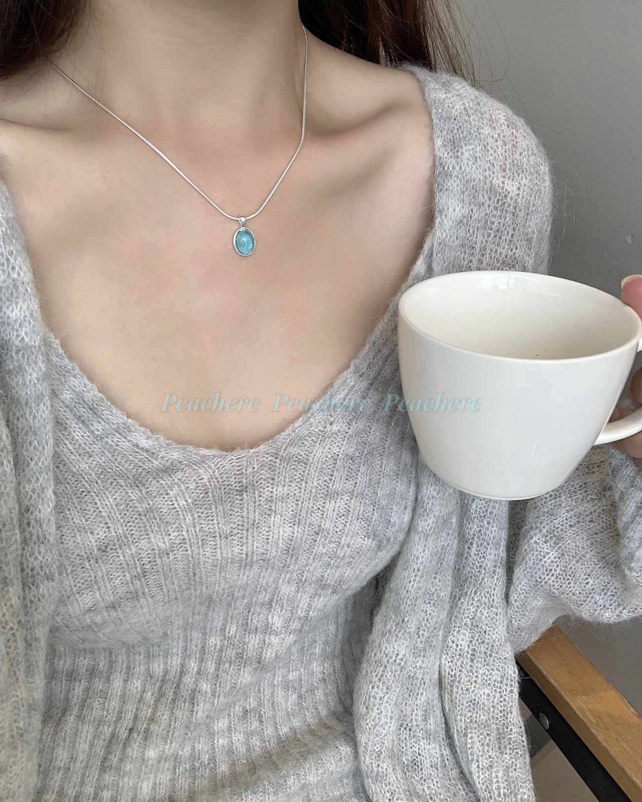 藍語露滴｜s925清透藍寶感鎖骨鍊