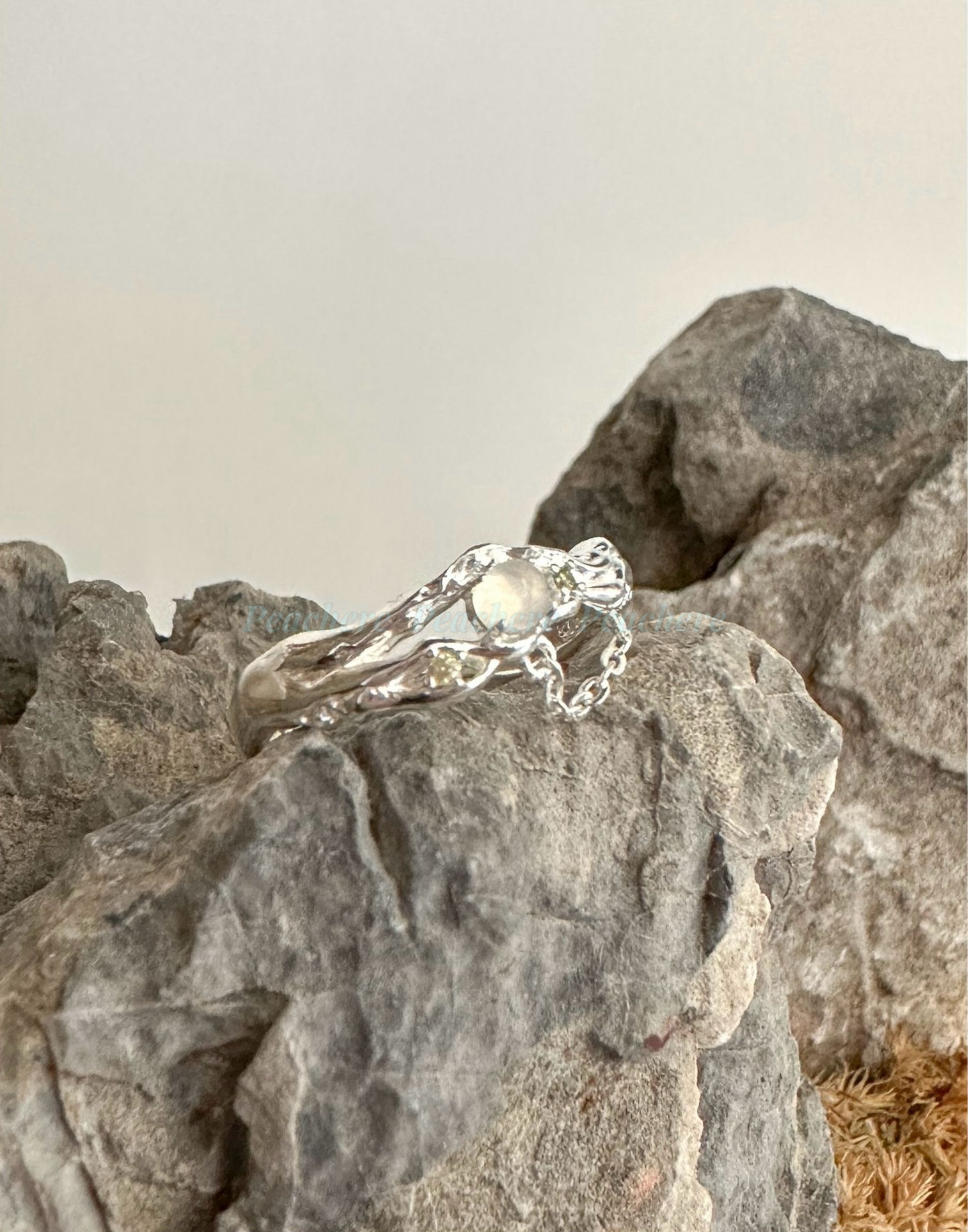 s925 熔岩白瑪瑙開口戒