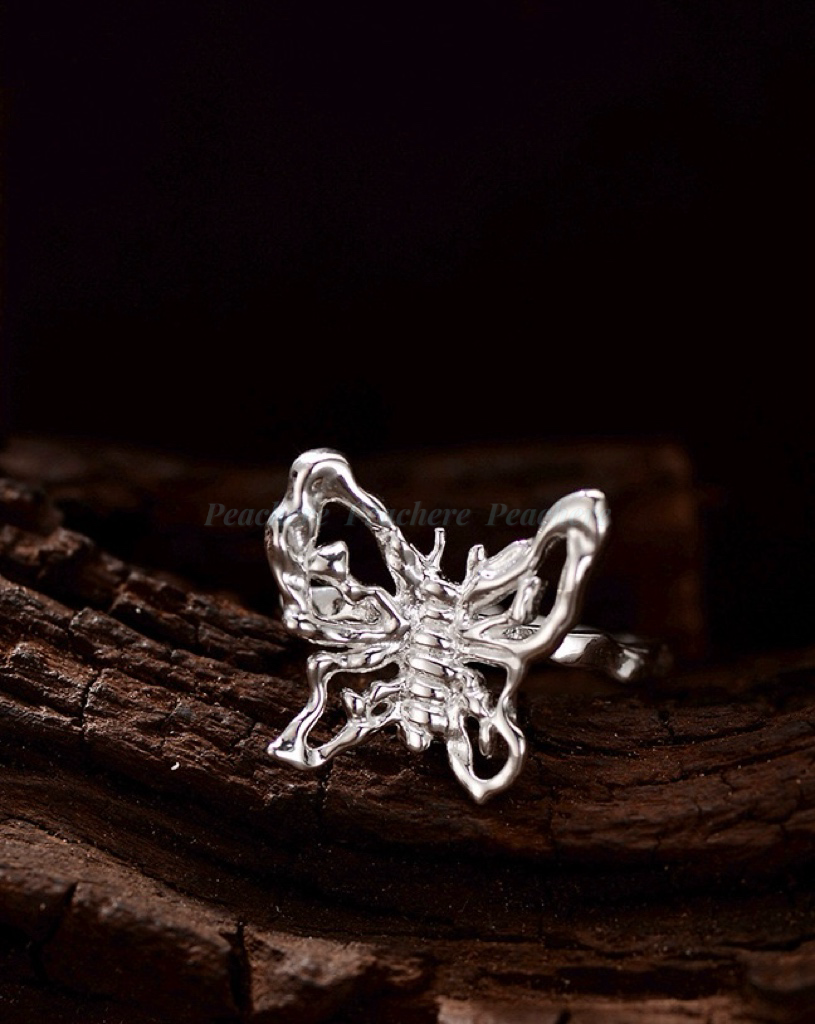 s925 鏤空蝴蝶開口戒