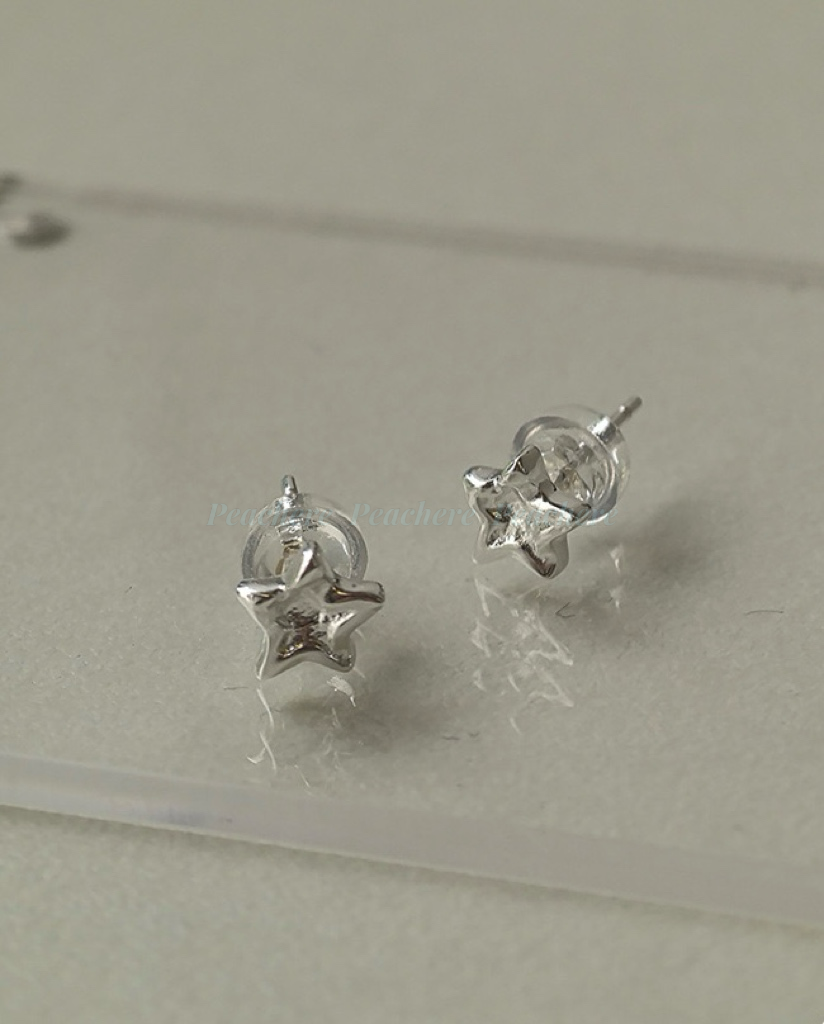 s925 不規則星星耳釘