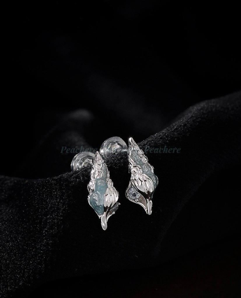 s925 小眾藍海螺耳釘