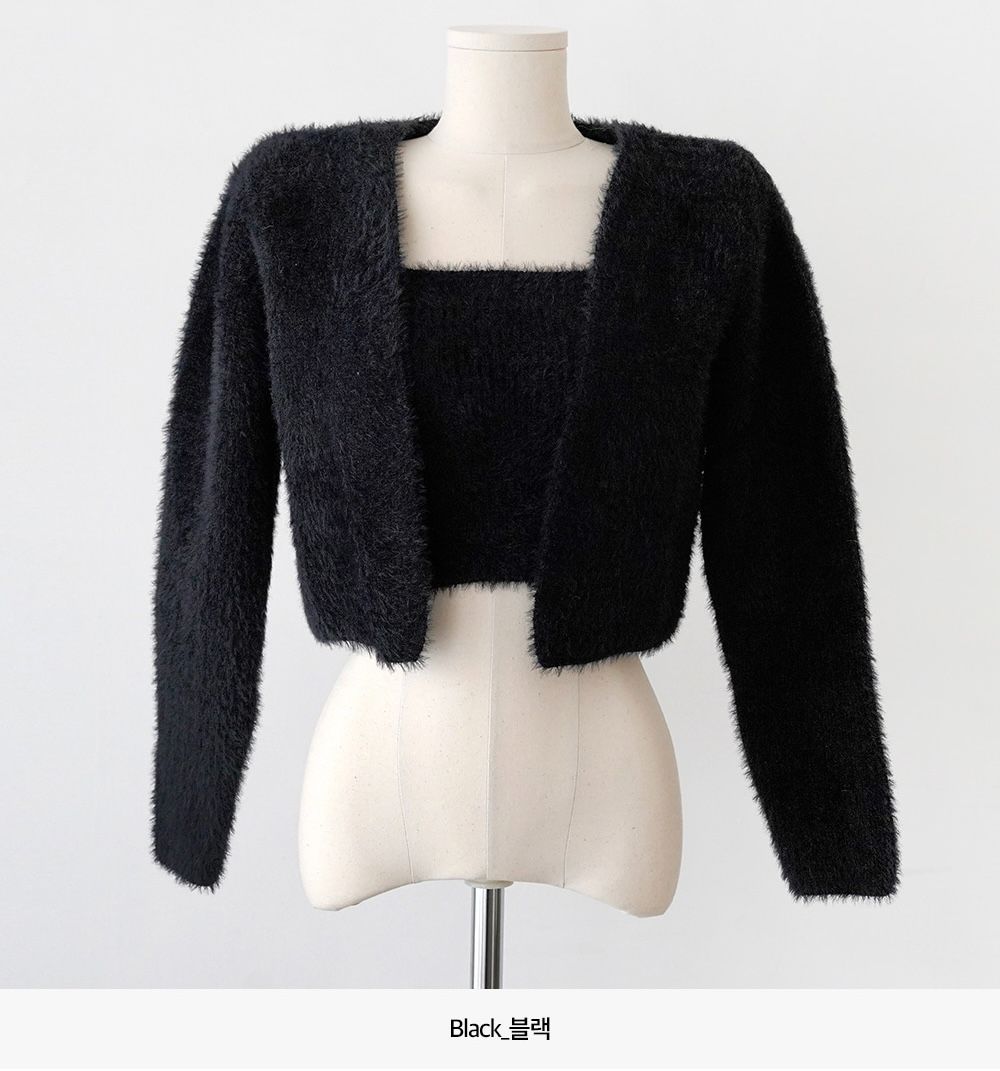 毛絨小背心＆長袖毛絨罩衫