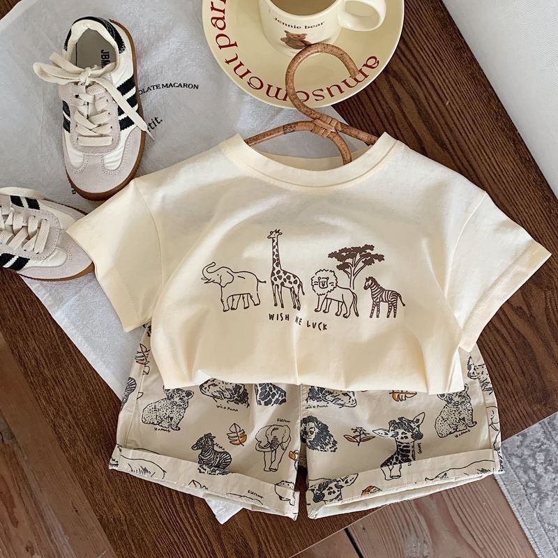 動物遊樂園短袖套裝(白)