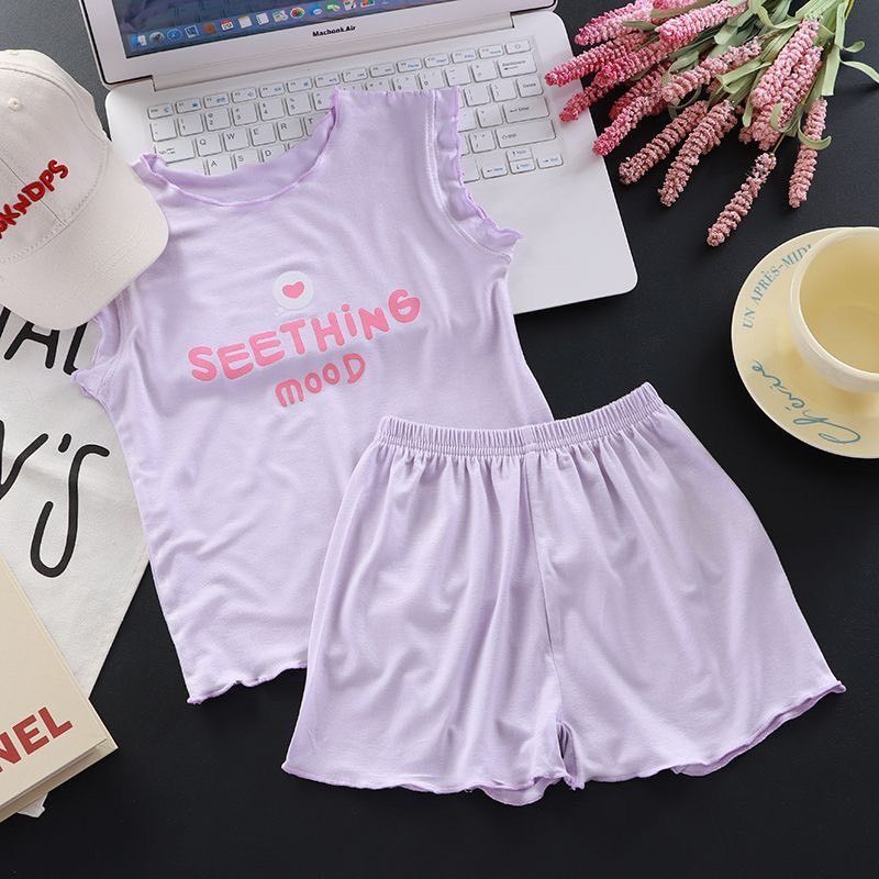 馬卡龍女孩居家套裝(紫/粉/綠/黃)