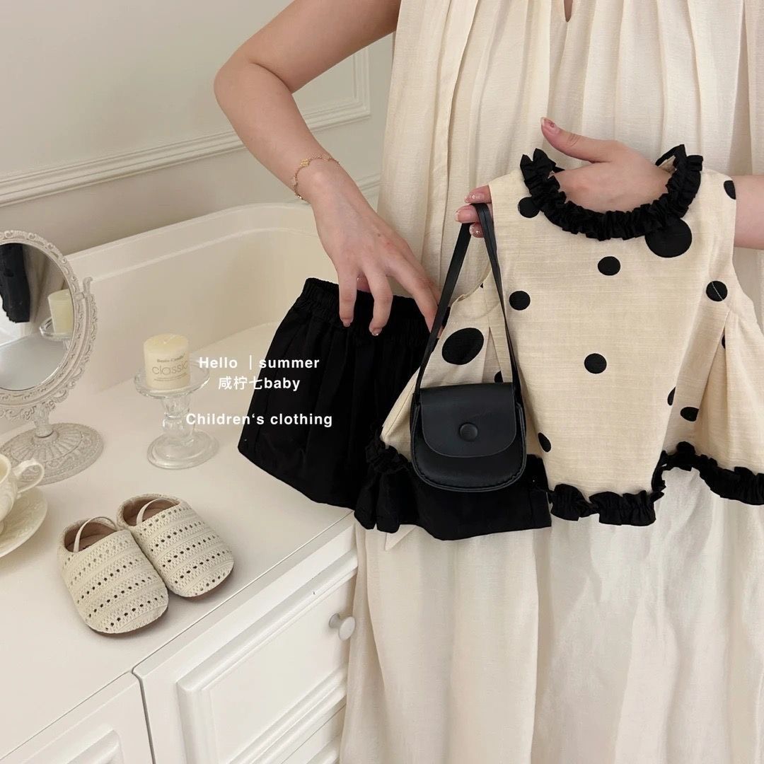 法式點點背心+短褲套裝