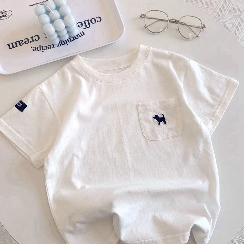 小狗口袋圓領短袖上衣