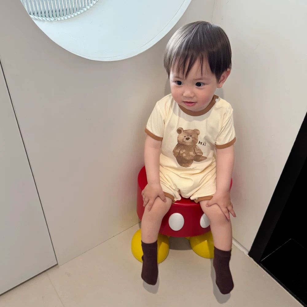 薄款嬰兒短袖連體衣(熊寶寶)