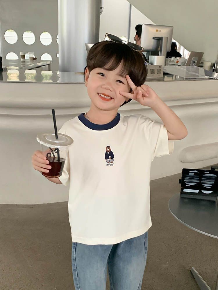 休閒小熊Tee(白/灰)