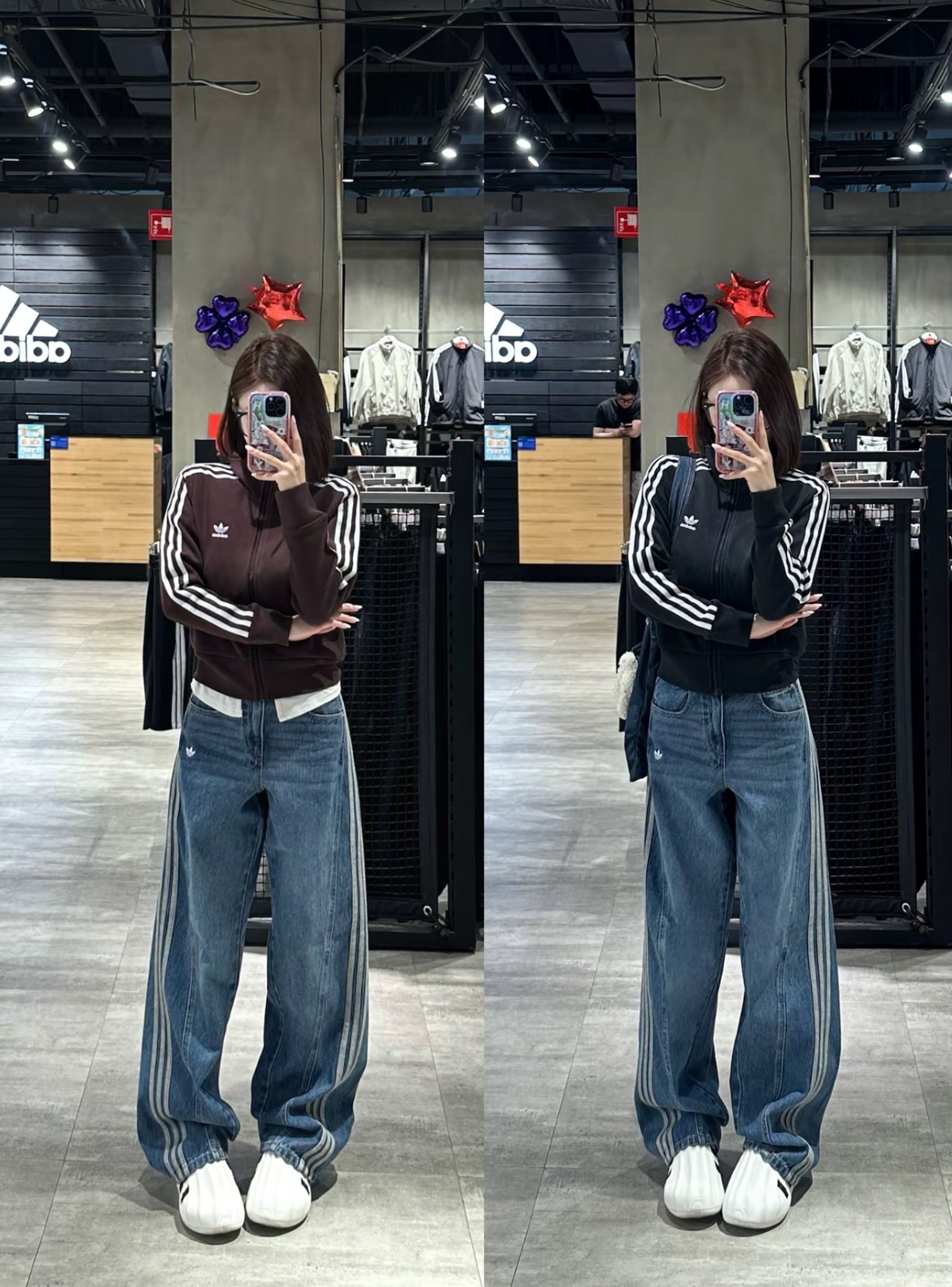 預購 adidas originals 三線 闊腿 彎刀牛仔褲 女款 牛仔藍 JN0726 黑 JX6865