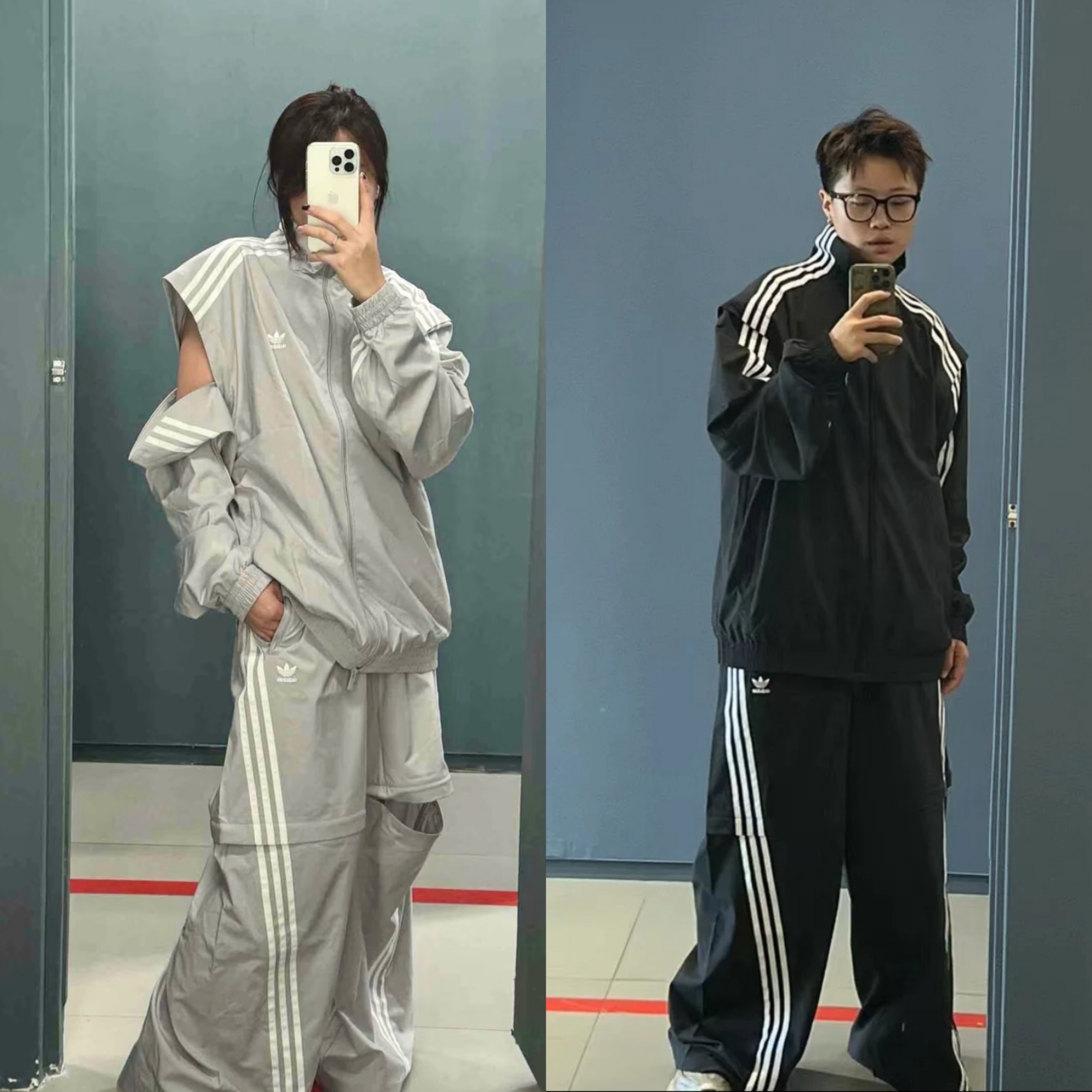 預購 adidas originals 長袖夾克外套/闊腿寬鬆長褲 女款 淺灰JM9253 黑JM9251/淺灰JM92