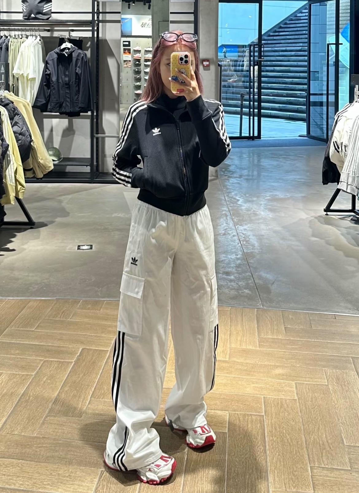 預購 adidas originals 3-Stripes Cargo Trousers 拼色寬鬆工裝復古長褲 女款 白