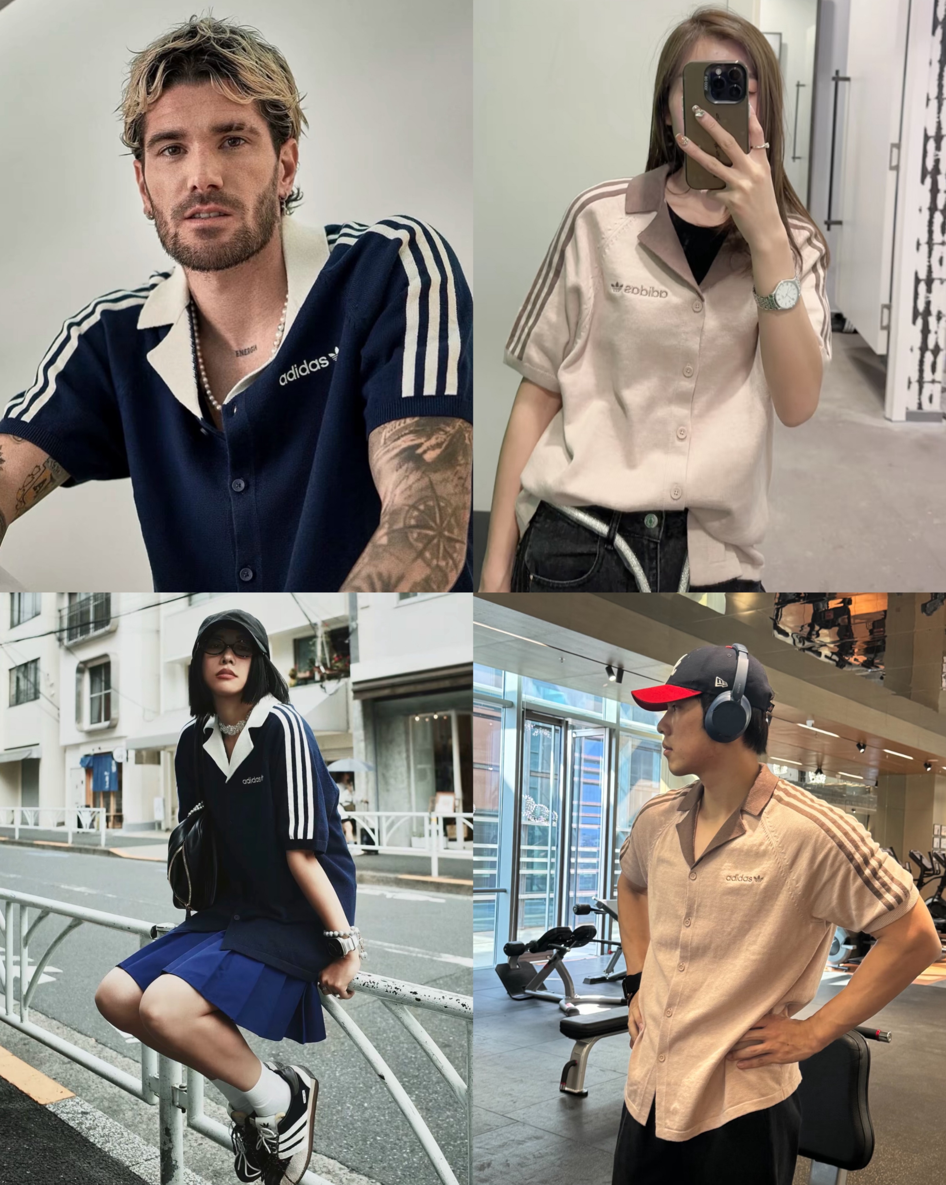 預購 adidas originals polo翻領 針織上衣 短袖 男款 藍色IU0223 粉卡其IU1414