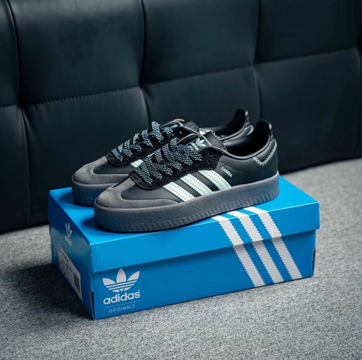 預購 國外限定 adidas originals SAMBA 女款 黑綠色 增高 IE9110