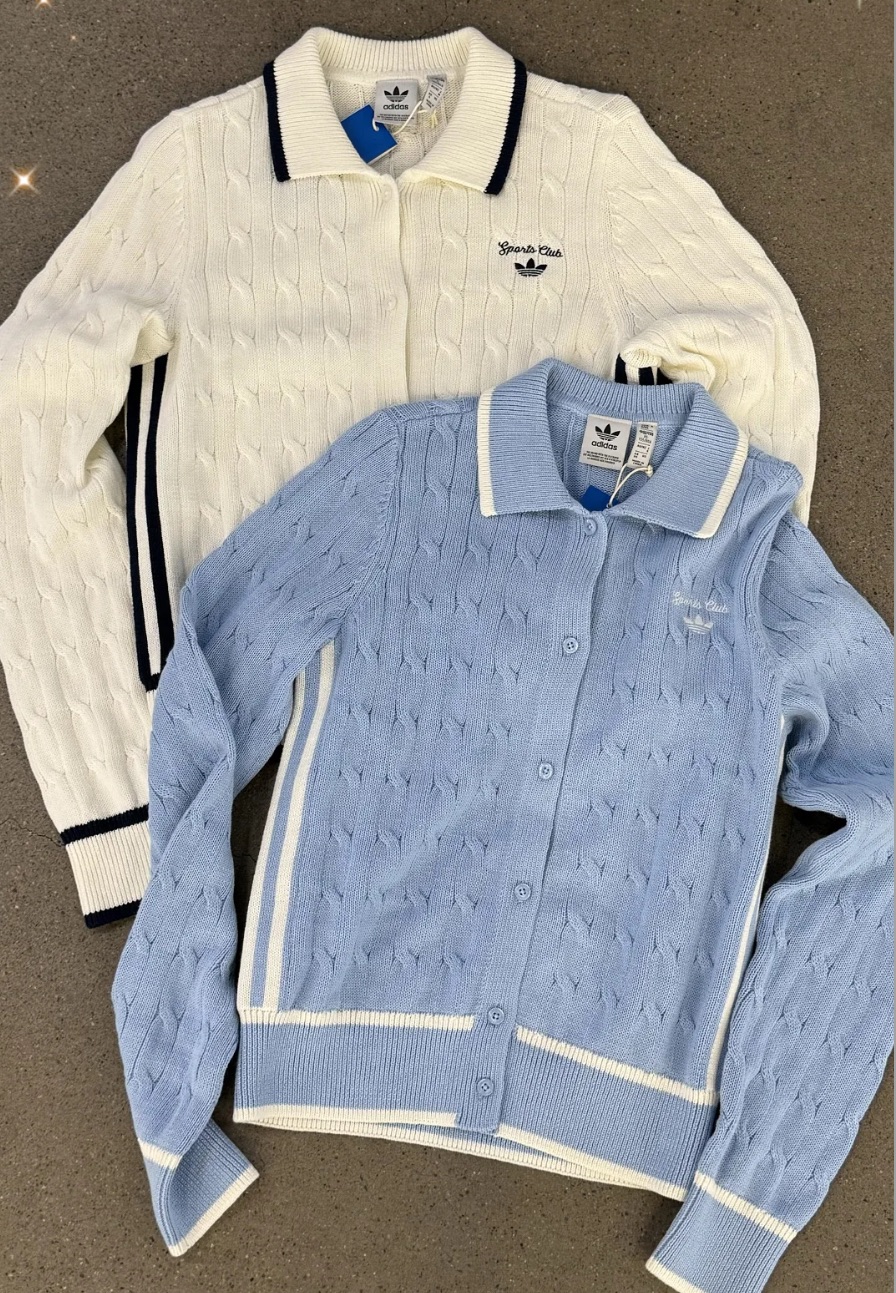 預購 adidas originals 休閒開衫長袖針織衫 女款 白JM8017 藍色JM8018
