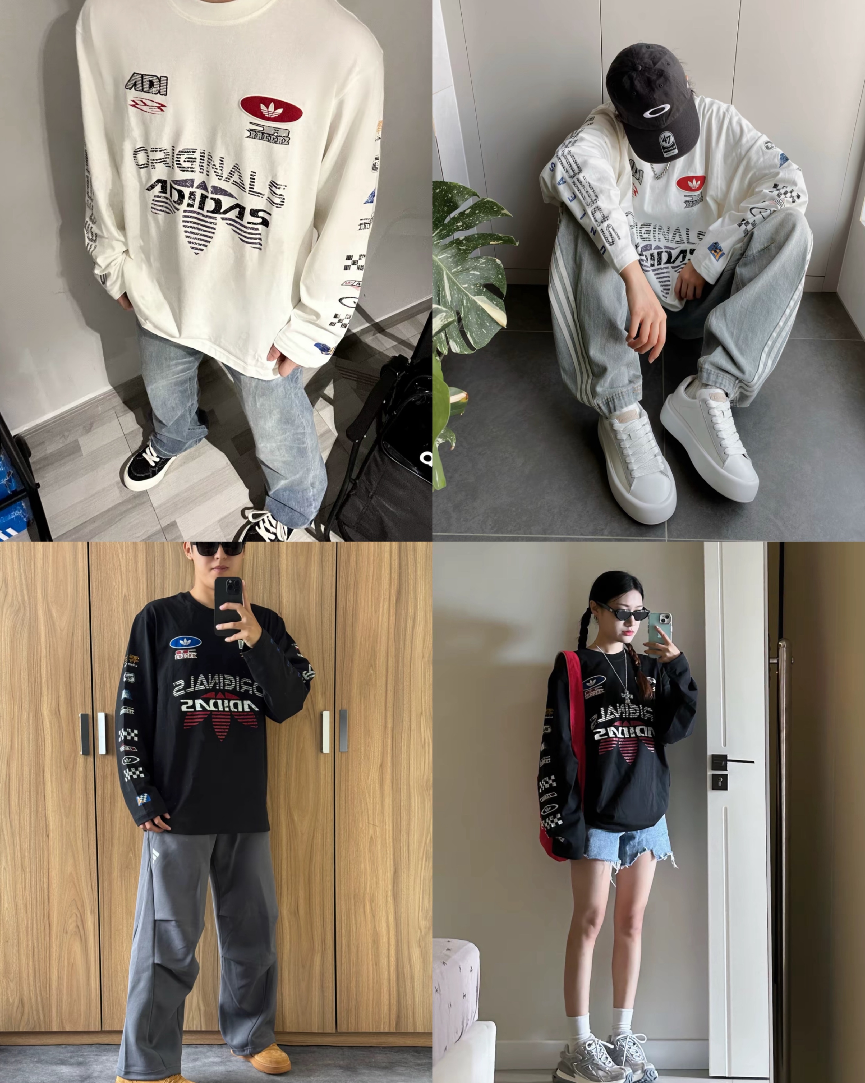 預購 adidas originals MOTO LONGSLEEVE 賽車風 長袖T恤 男款 黑KH1199 白KH1