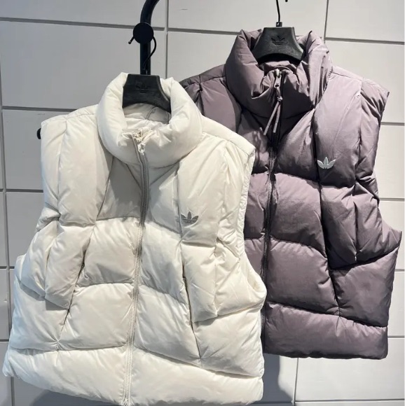 預購adidas originals VEST DOWN保暖馬甲 背心 男女同款 岩石灰KV3986 白色KV3987