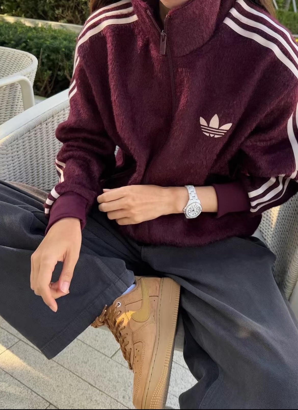 預購 adidas originals 馬海毛 夾克 外套 酒紅 KS0428