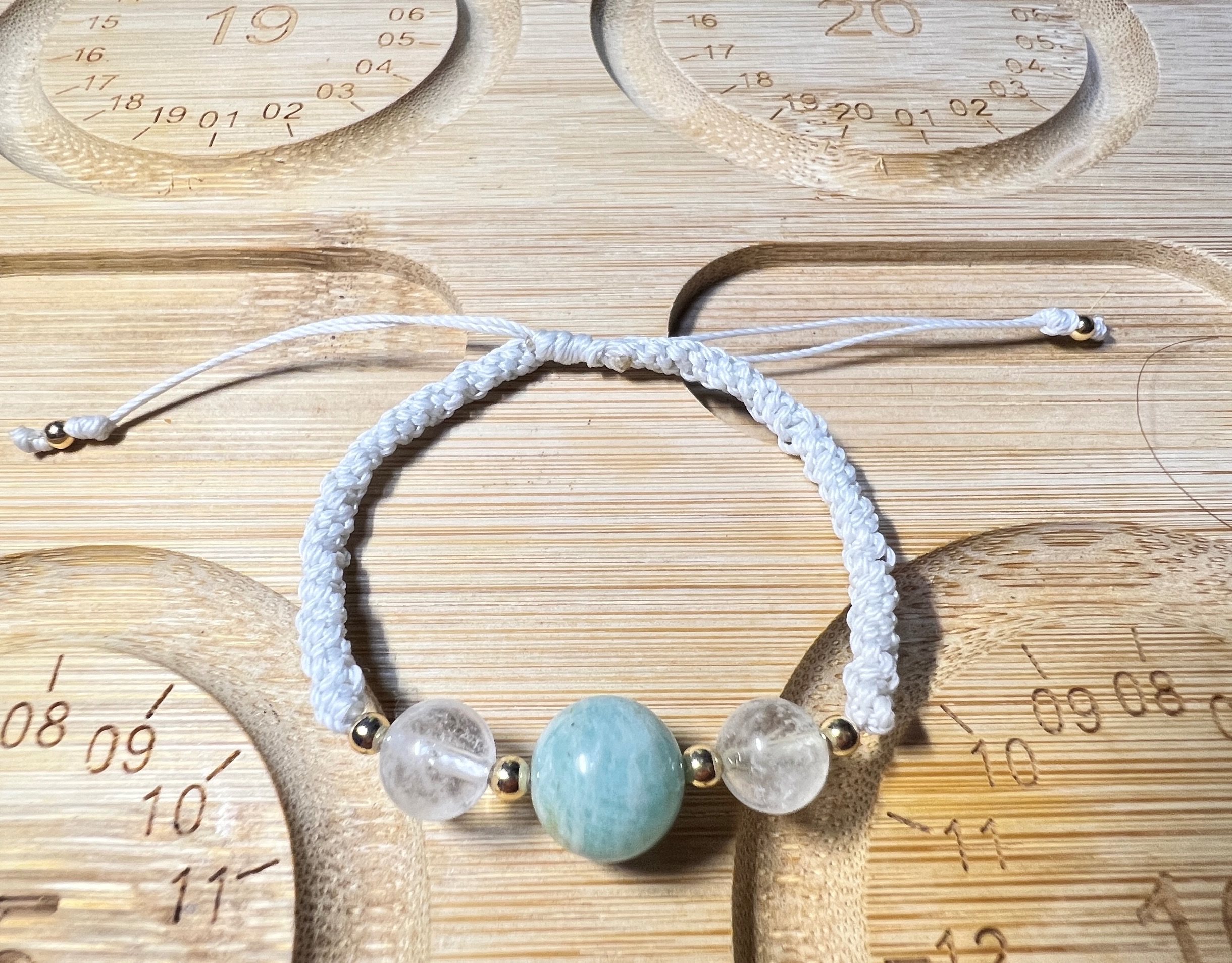 靜海心流｜天河石 × 白髮晶 編織手鍊