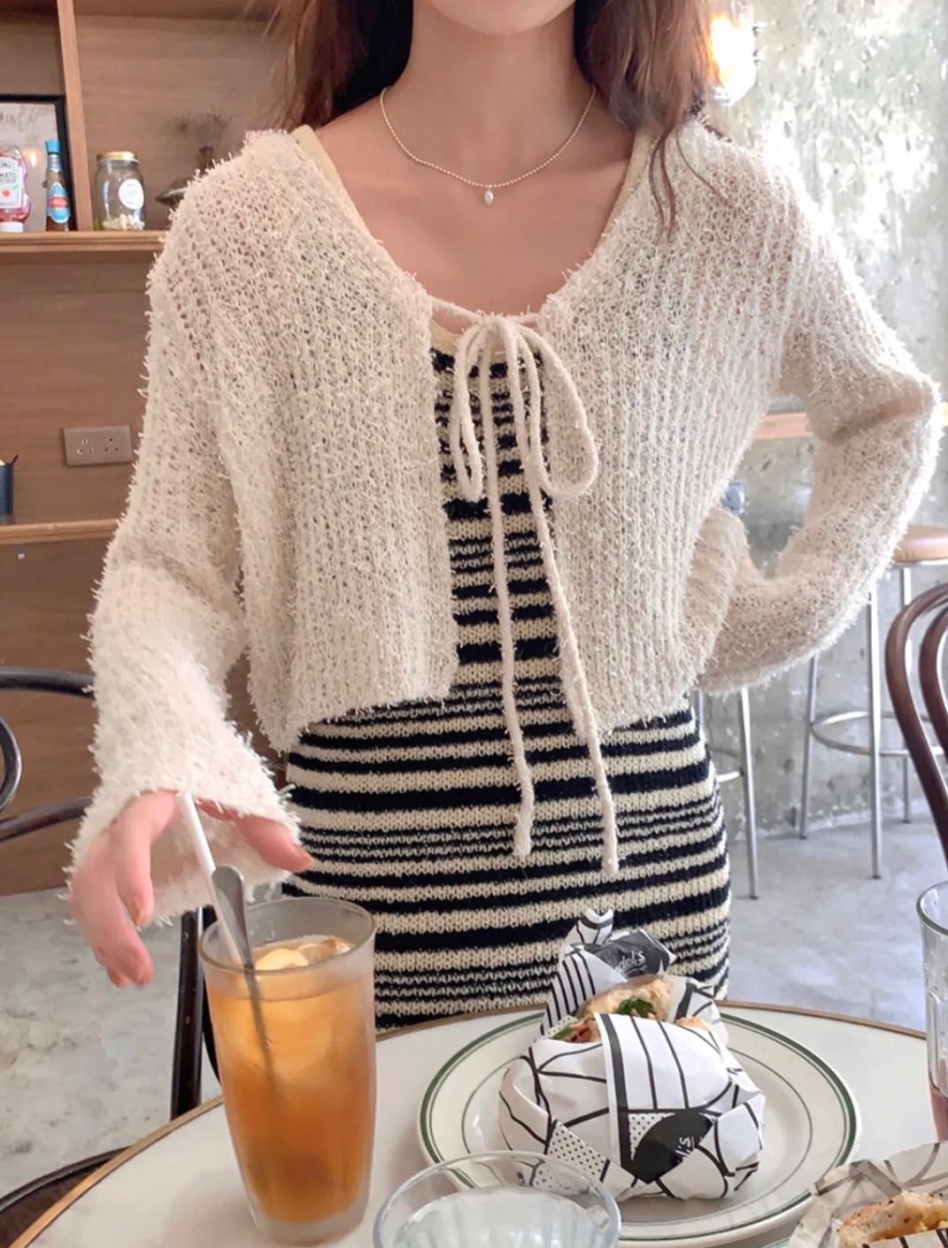 甜美減齡🎀短款綁帶小外套罩衫