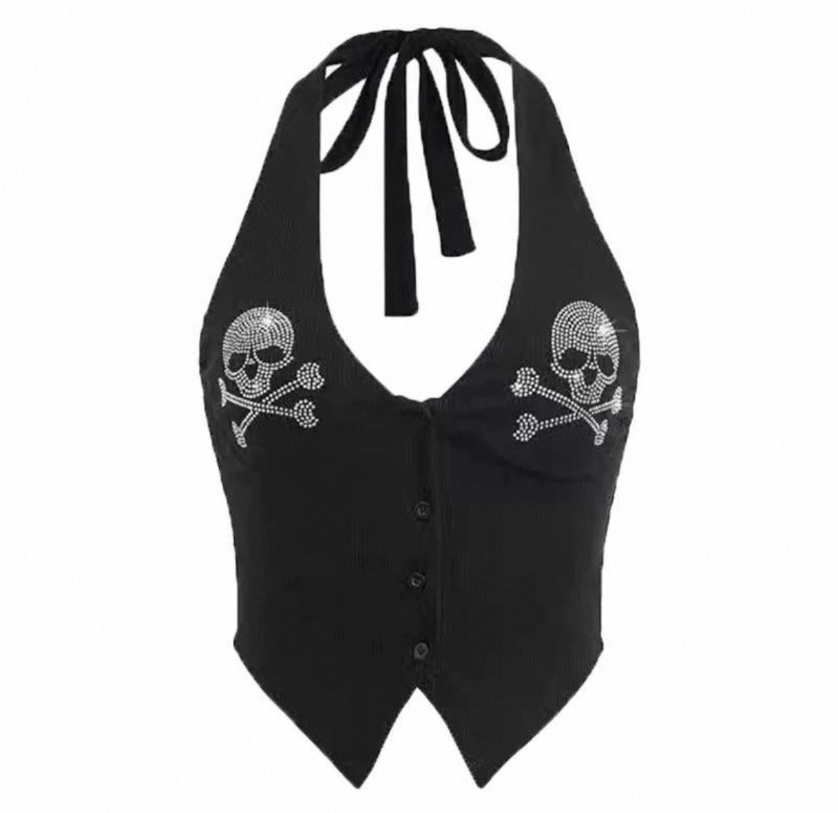 辣妹修身骷髏頭吊带背心