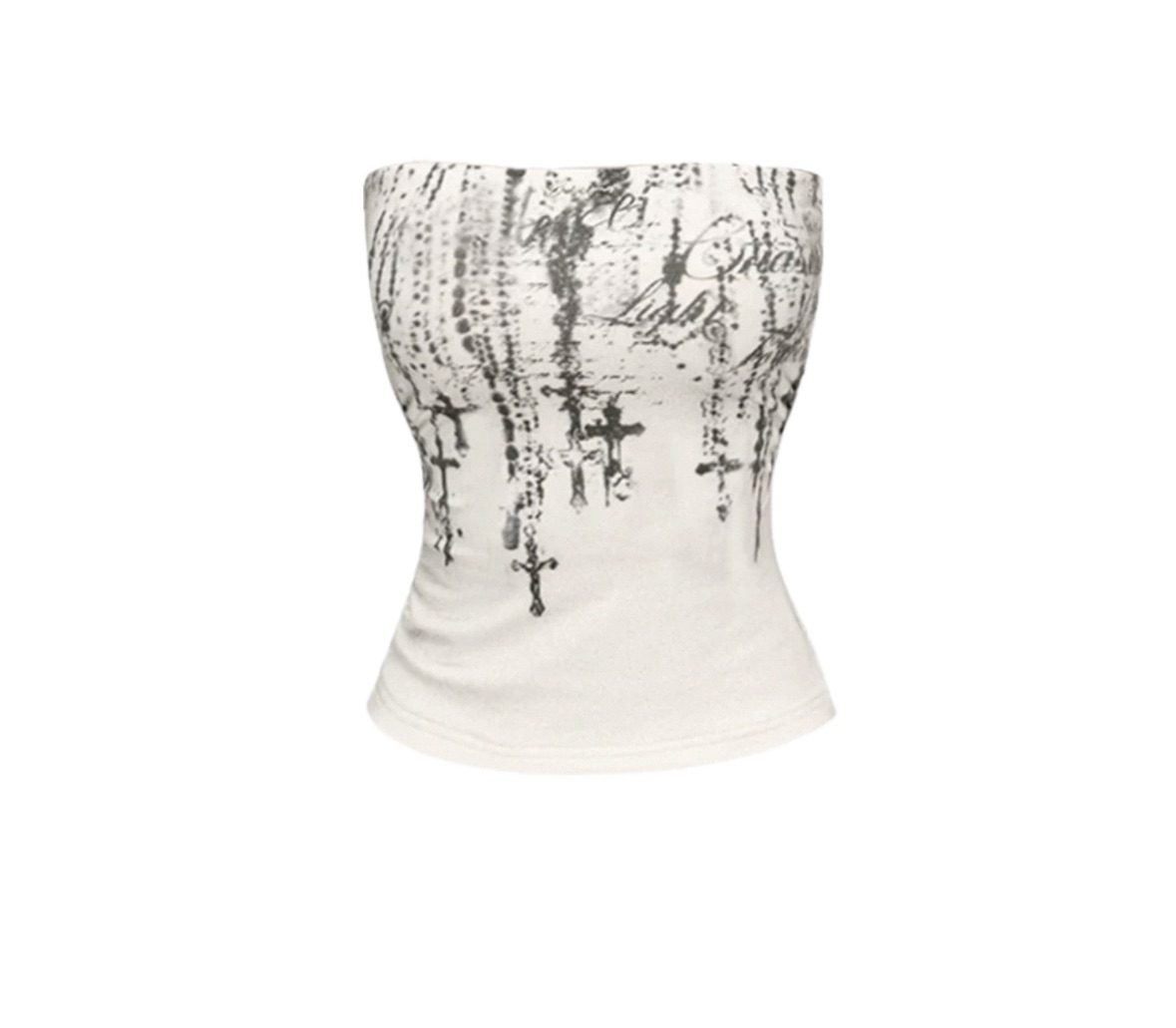 辣妹印花十字架抹胸背心