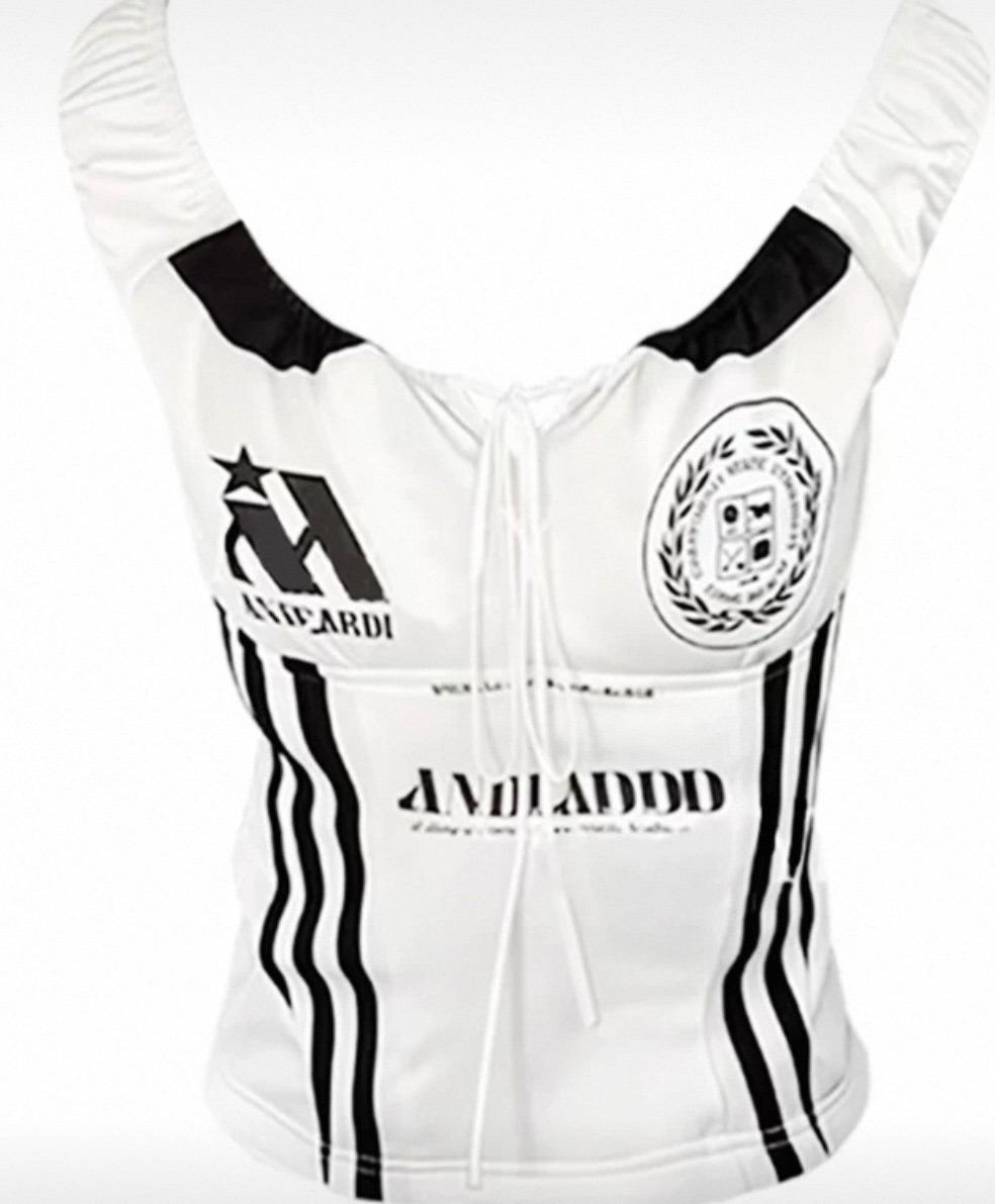 辣妹白色印花無袖背心