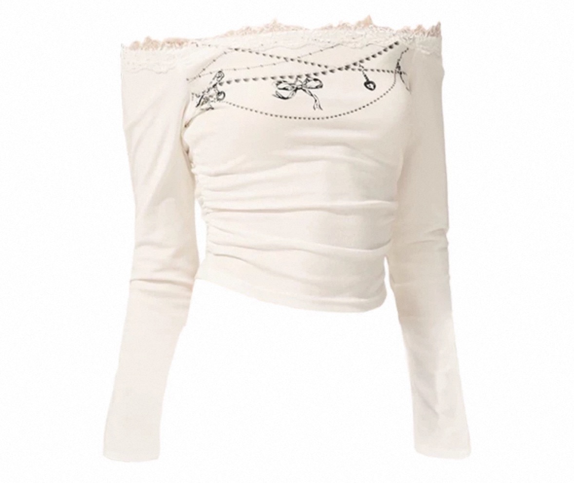 一字領辣妹露肩美式長袖