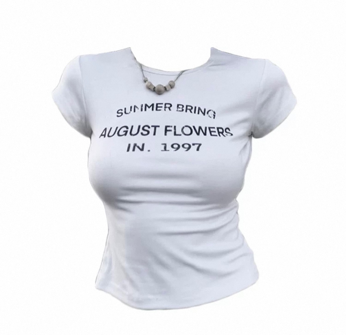 白色字母印花短版上衣（尺碼偏小