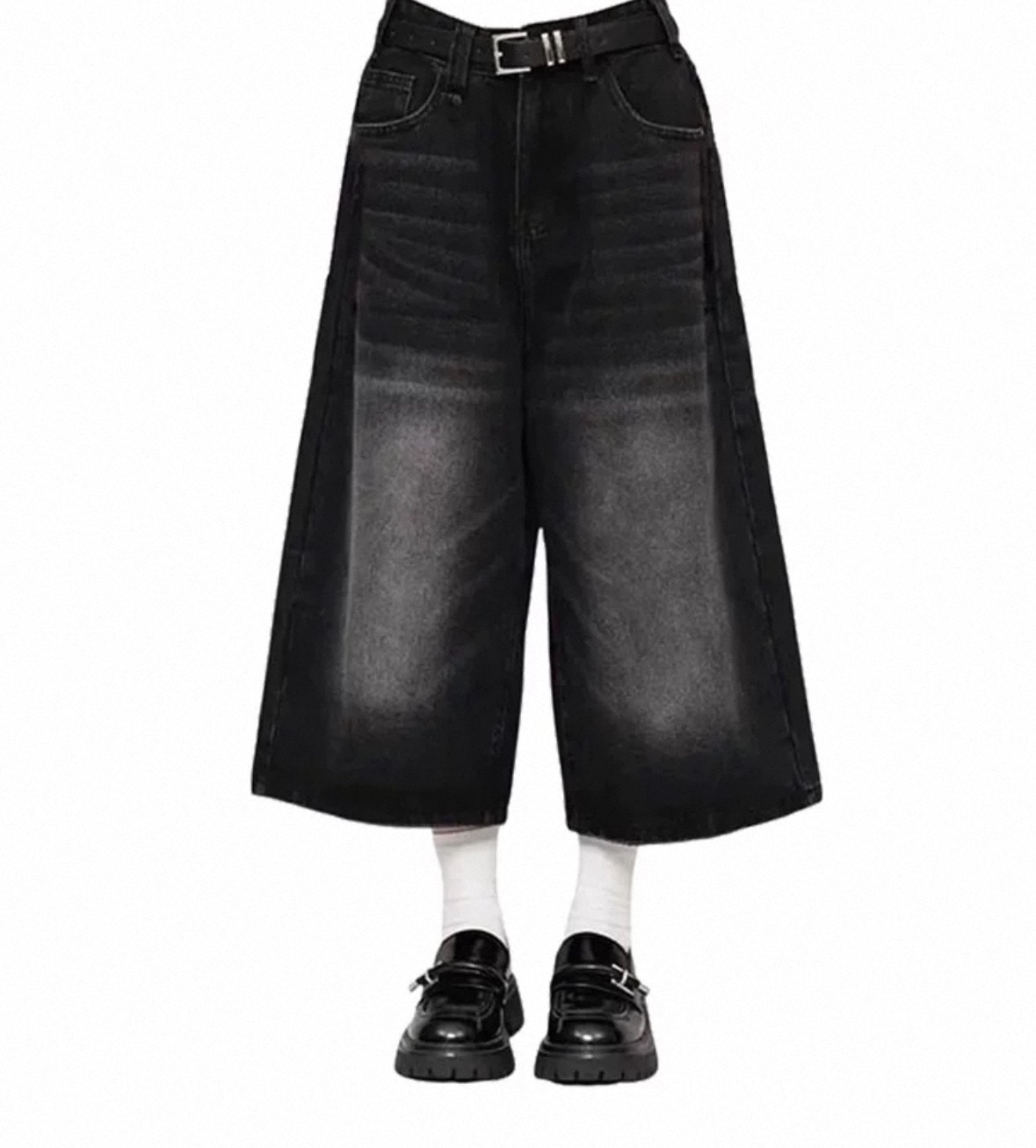 美式复古牛仔七分水洗直筒中裤