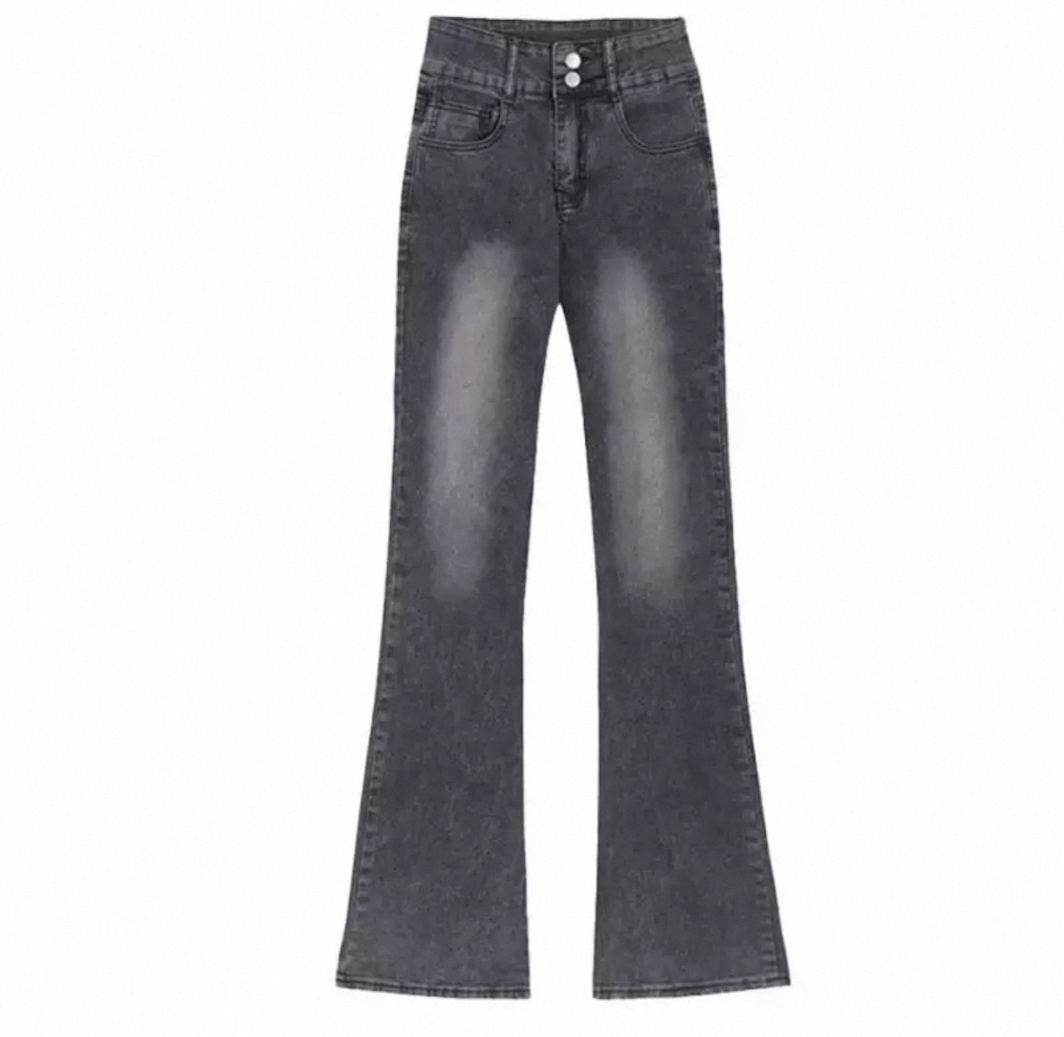 美式高腰微喇叭牛仔褲