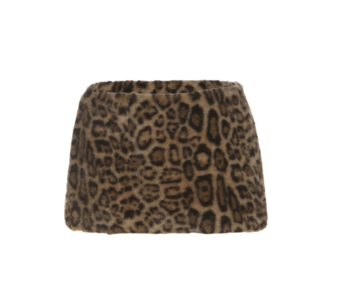 歐美豹紋印花毛絨短裙