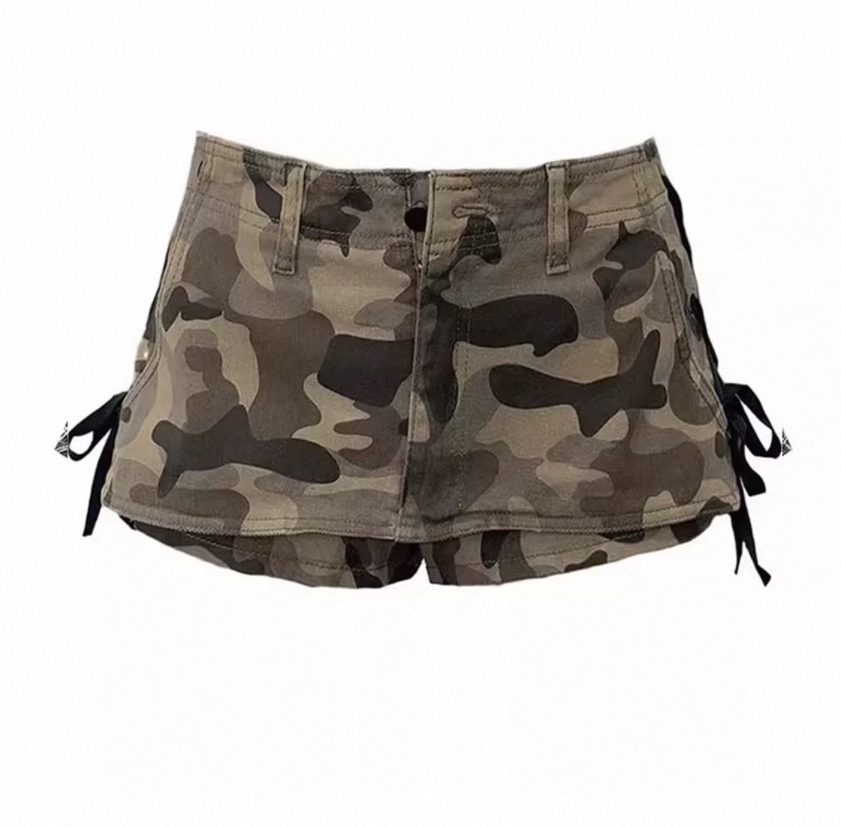 迷彩綁帶y2k辣妹短裙