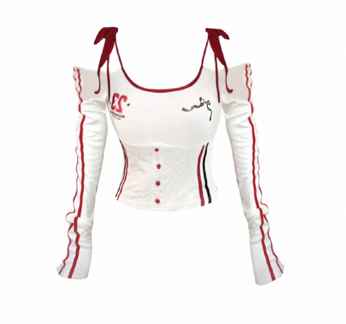 甜辣綁帶露肩短款上衣