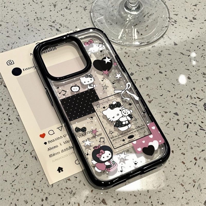 透明黑框kitty手機殼