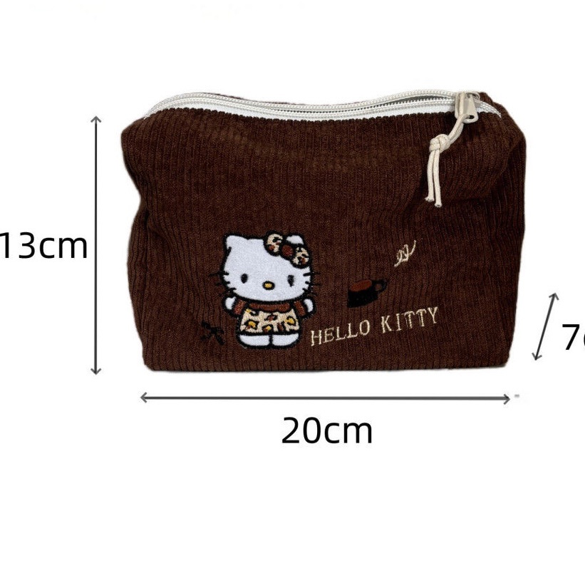 燈芯絨kitty化妝包