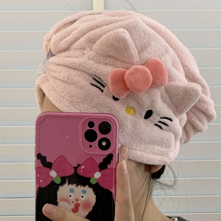 HelloKitty乾髮珊瑚絨吸水速乾包頭